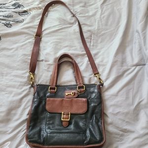 Fossil black brown leather bag